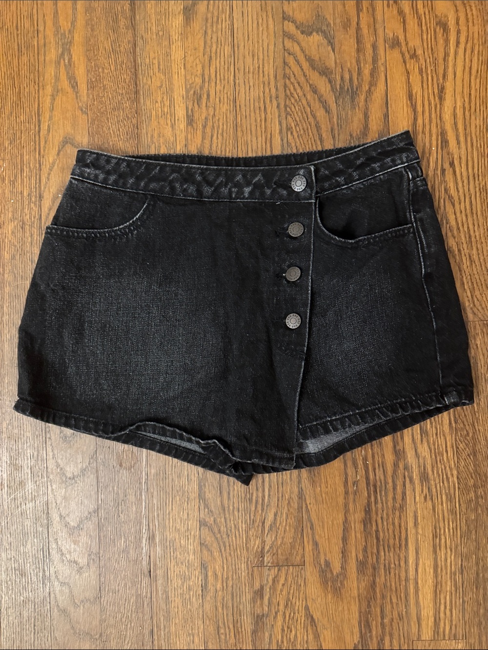 BDG Black High-Rise Button-Front Jean Shorts